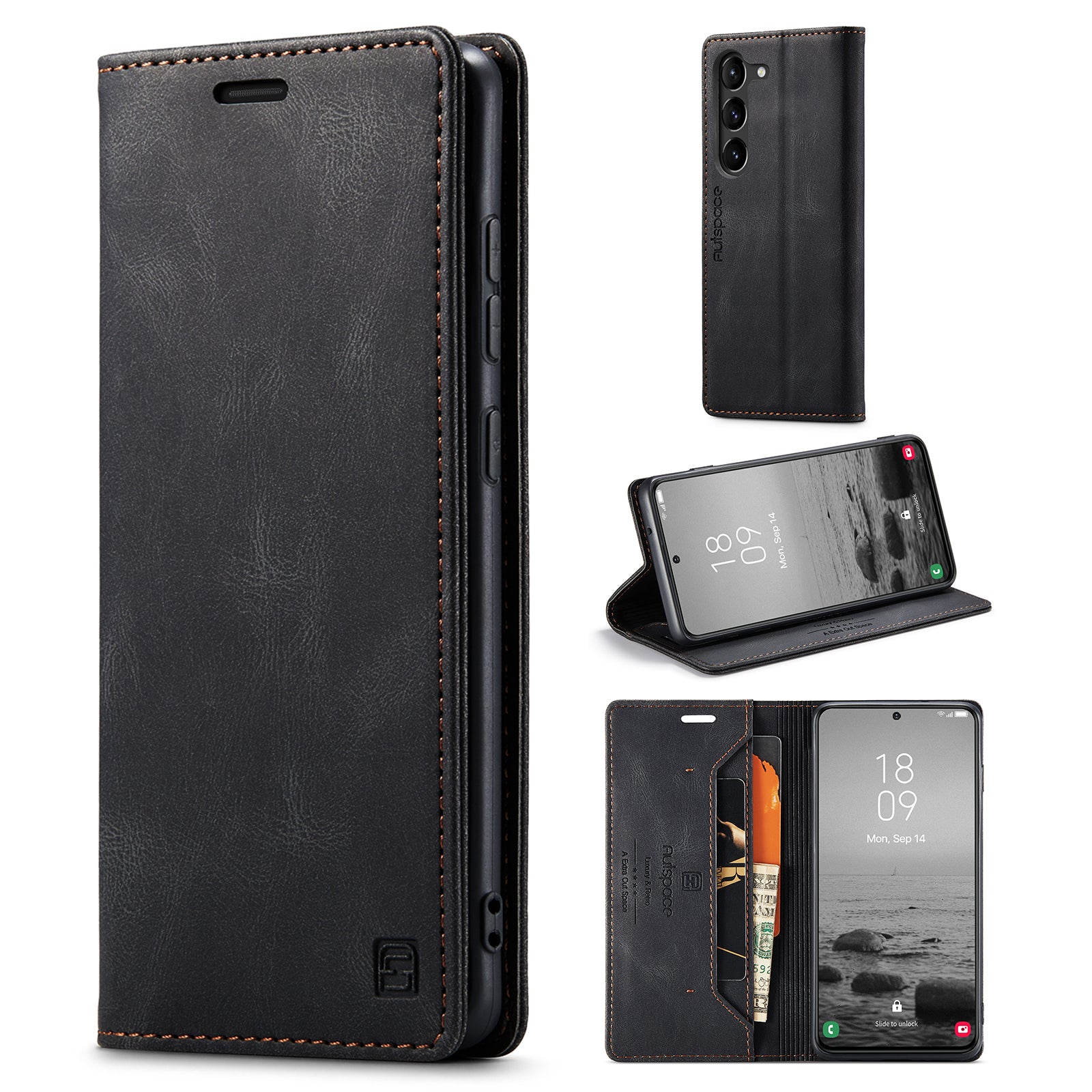 AUTSPACE A01 Series for Samsung Galaxy S23 RFID Blocking Anti-drop Phone Case Retro Texture PU Leather Wallet Stand Matte Flip Phone Cover AUTSPACE A01 Series for Samsung Galaxy S23 RFID Blocking Anti-drop Phone Case Retro Texture PU Leather Wallet Stand Matte Flip Phone Cover